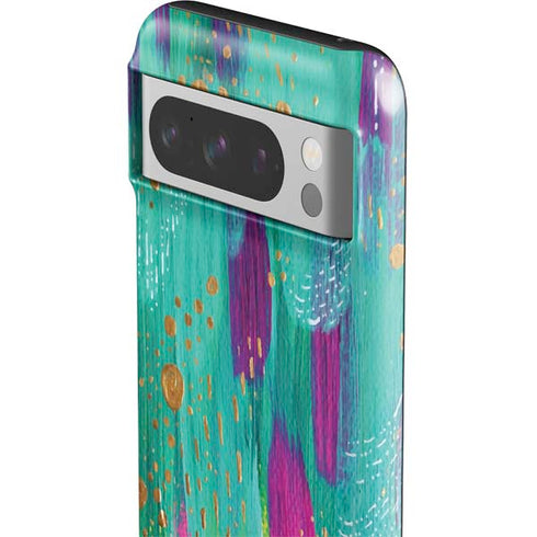 Turquoise Brush Stroke by Etta Vee Google Pixel 8 Pro Impact Case